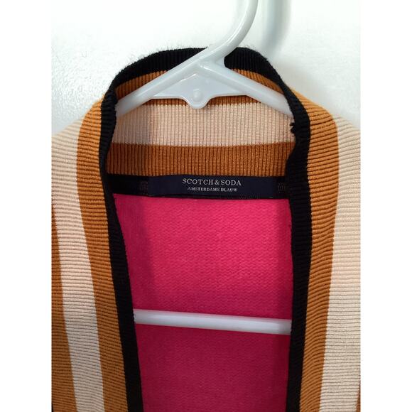 Scotch & Soda Stripe 100% Lambswool Duster Longline Cardigan Sweater Pink SZ XS - Picture 5 of 11